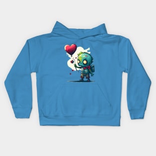 Cute Zombie Lost Heart Ballon or Sad Zombie and Balloon Kids Hoodie